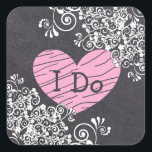 Stickers Chalkboard Black & Pink Heart Wedt Weddin<br><div class="desc">Tableau noir et rose Je fais Cardillère Mariage Coeur Stickers</div>