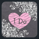 Stickers Chalkboard Black & Pink Heart Wedt Weddin<br><div class="desc">Tableau noir et rose Je fais Cardillère Mariage Coeur Stickers</div>