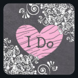 Stickers Chalkboard Black & Pink Heart Wedt Weddin<br><div class="desc">Tableau noir et rose Je fais Cardillère Mariage Coeur Stickers</div>