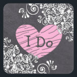 Stickers Chalkboard Black & Pink Heart Wedt Weddin<br><div class="desc">Tableau noir et rose Je fais Cardillère Mariage Coeur Stickers</div>
