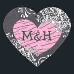 Stickers Chalkboard Black & Pink Heart Wedt Weddin<br><div class="desc">Chalkboard Black & Pink I Do Heart Wedding Stickers monogrammed marié et initiales du marié.</div>