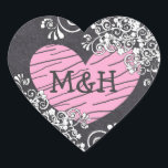 Stickers Chalkboard Black & Pink Heart Wedt Weddin<br><div class="desc">Chalkboard Black & Pink I Do Heart Wedding Stickers monogrammed marié et initiales du marié.</div>