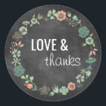 Stickers Chalkboard élégant avec fleurs<br><div class="desc">Ces autocollants peuvent être personnalisés pour votre occasion spéciale et feraient l'article parfait pour votre mariage, douche nuptiale, fête de fiançailles, ou tout autre voyage spécial dans votre vie. Ajoutez votre message personnalisé à cette conception à l'aide des cases "Modifier ce modèle de conception" situées à droite de l'élément. Consultez...</div>