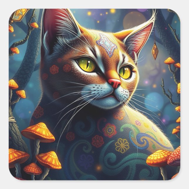 Stickers Chat coloré Imaginaire (Devant)