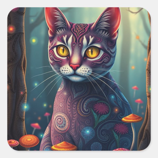 Stickers Chat coloré Imaginaire (Devant)
