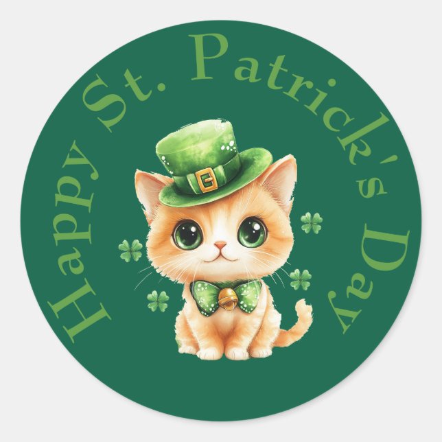 Stickers Chat de jour St Patrick - Kawaii Lucky (Devant)