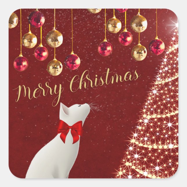 Stickers Chat de Noël joyeux (Devant)