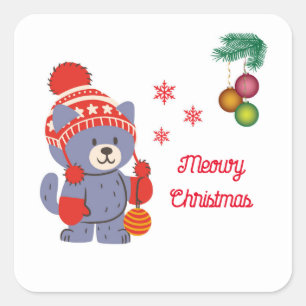 Stickers Chat de Noël Meowy amusant