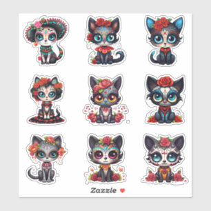 Stickers Chat Dia de Los Muertos - Série de 9