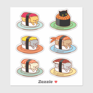 Stickers Chat Drôle - SUSHI CATS 6 Pack
