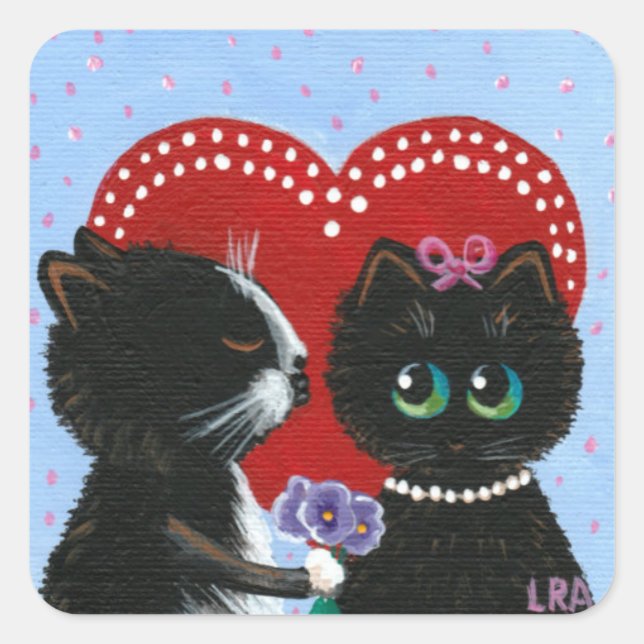 Stickers Chat mignons Fleurs noires Créationarts (Devant)