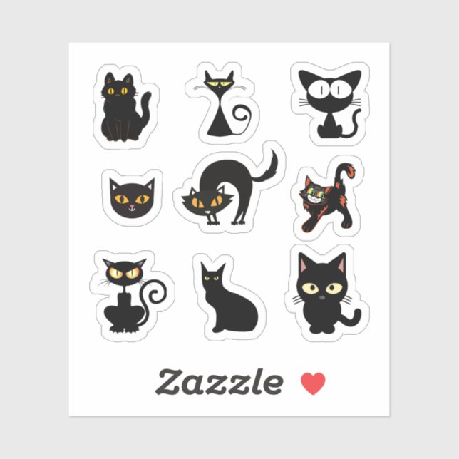 Stickers Chat Noir Halloween (Feuille)
