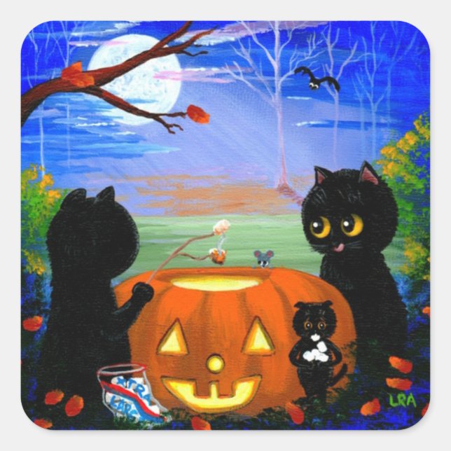 Stickers Chat Noir Halloween Créationarts (Devant)