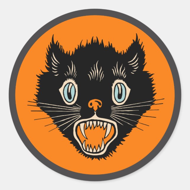 Stickers Chat Noir Halloween vintage (Devant)