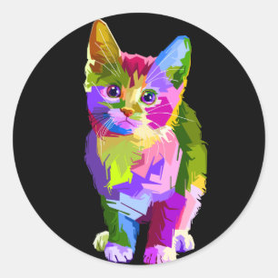 stickers chaton arc-en-ciel