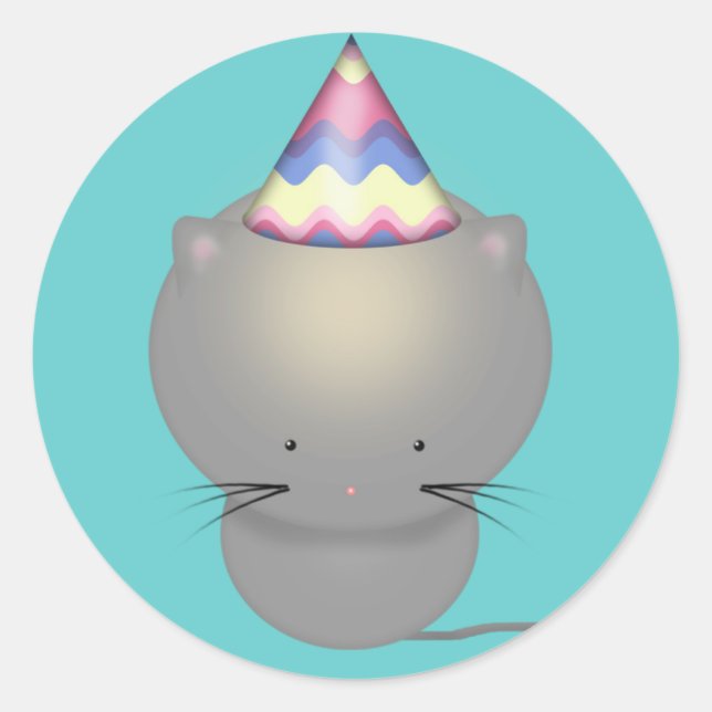 Stickers chaton d'anniversaire mignon (Devant)