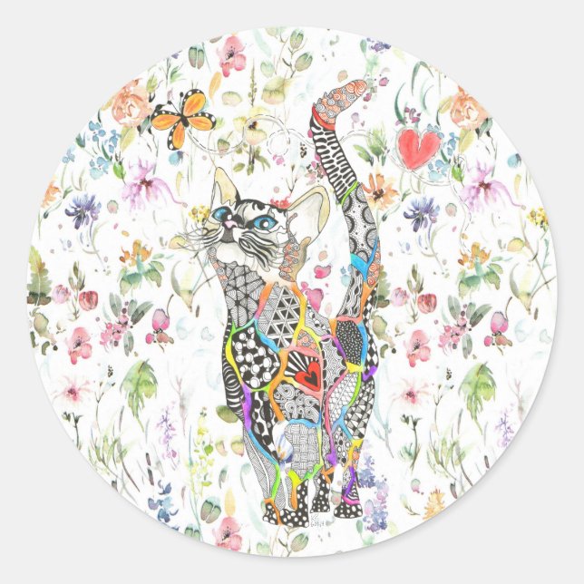 Stickers chats mignons et colorés (Devant)