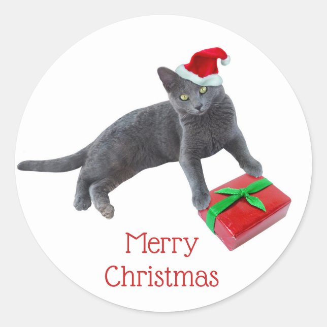Stickers chats Père Noël gris (Devant)