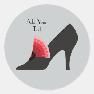 Stickers Chaussure Art Déco High Heel en Rouge & 