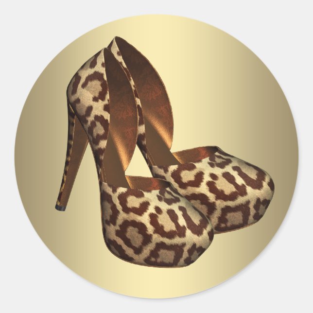 Stickers Chaussure Leopard Noir Haut talon (Devant)