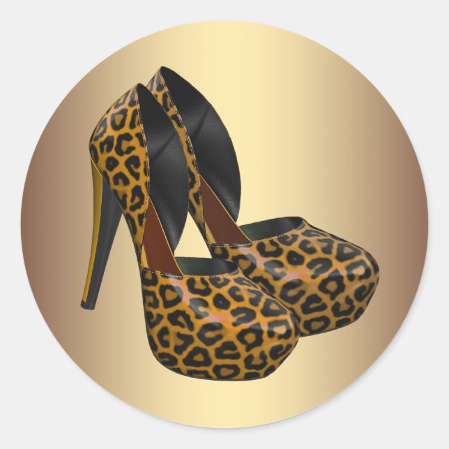 Stickers Chaussure Leopard Noir Haut talon (Devant)