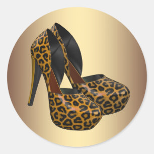 Stickers Chaussure Leopard Noir Haut talon