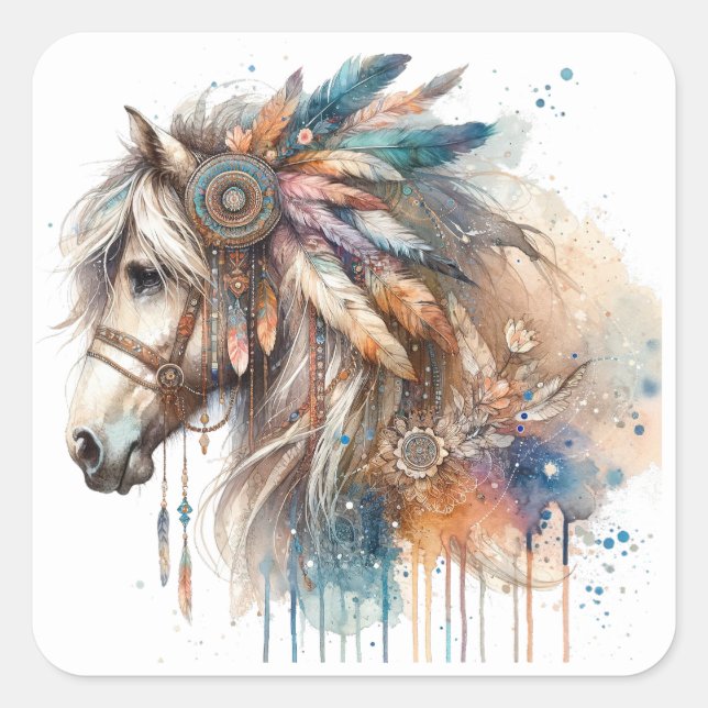 Stickers Cheval Aquarelle (Devant)