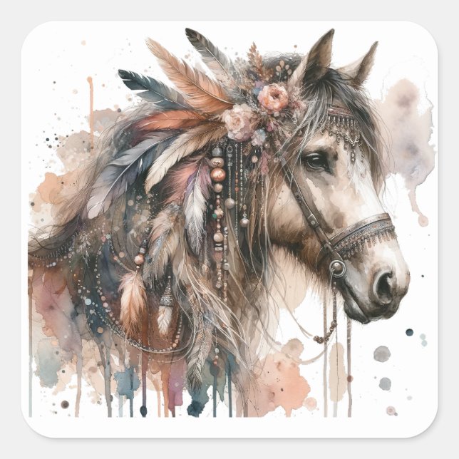 Stickers Cheval Aquarelle (Devant)