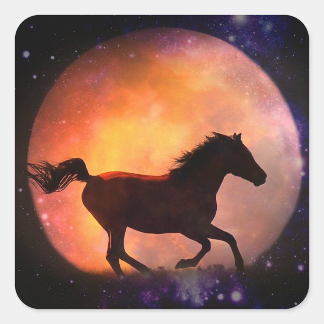 Stickers Cheval d'Imaginaire et Lune (Devant)