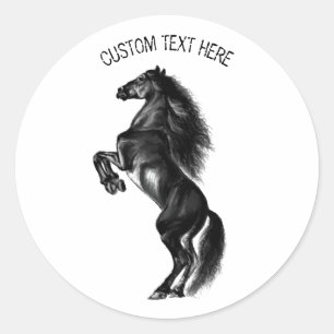 Stickers Cheval Noir avec texte personnalisé