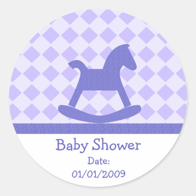 Stickers Cheval violet baby shower (Devant)