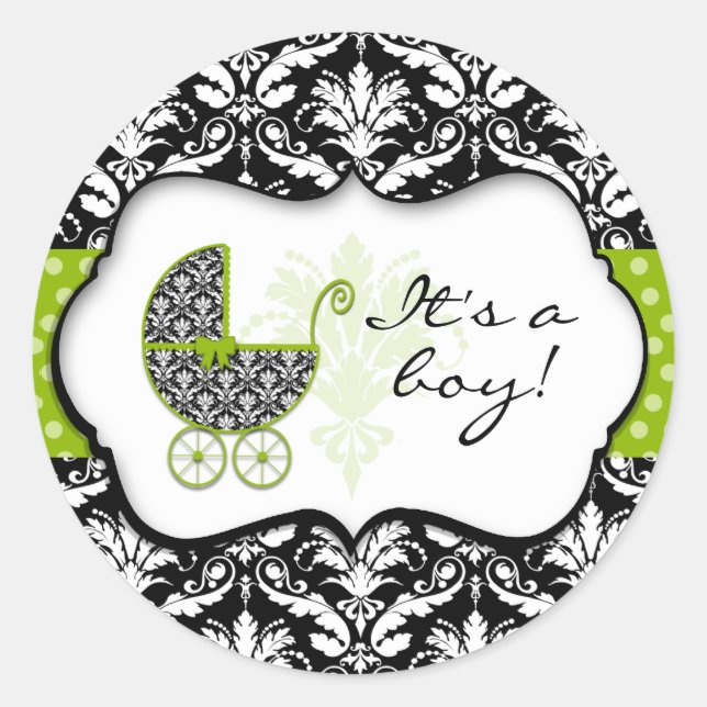 Stickers Chic Green Polka Dot Damask (Devant)