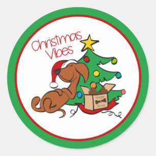 Stickers Chien Dachshund Vibes de Noël