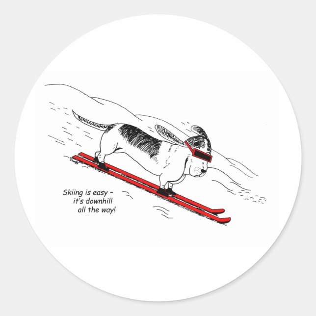 Stickers Chien de Ski Drôle (Devant)