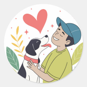 Stickers chien serrant le coeur