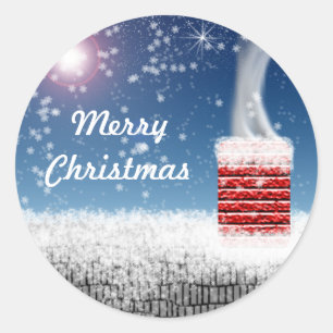 Stickers Chimney couverts de neige de Noël Joyeux
