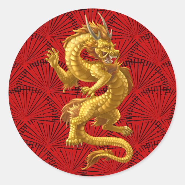 Stickers chinois Lucky Gold Dragon (Devant)