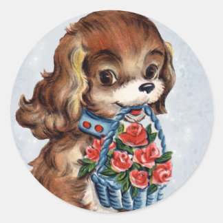 Stickers Chiot Valentine vintage