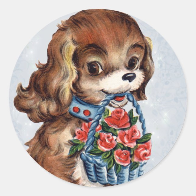 Stickers Chiot Valentine vintage (Devant)