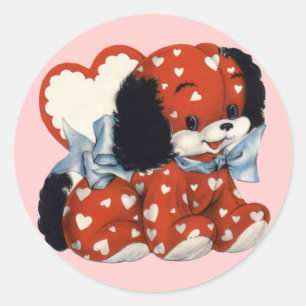 Stickers Chiot Valentine vintage