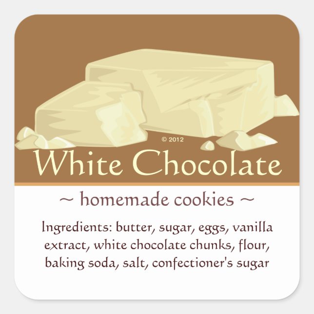 Stickers chocolat blanc Carré personnalisable (Devant)