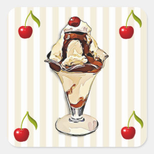 Stickers Chocolat Hot Fudge Sundae et Cherries