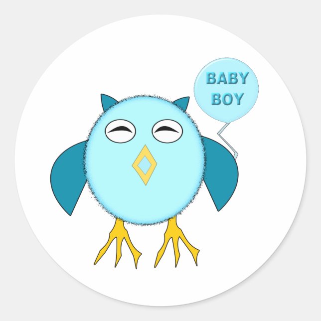 Stickers Chouette Bébé Bleu Cute (Devant)