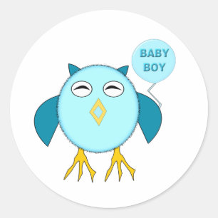 Stickers Chouette Bébé Bleu Cute