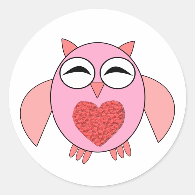Stickers Chouette Coeur Rose Love (Devant)