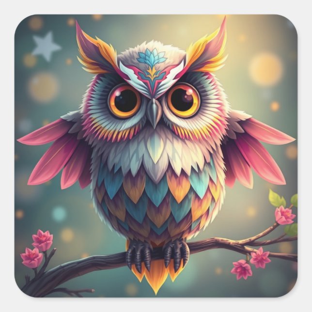Stickers Chouette colorée (Devant)
