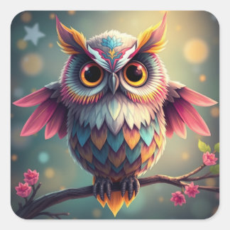 Stickers Chouette colorée