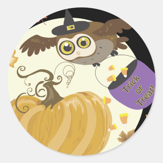 Stickers Chouette d'Halloween ou Treat (Devant)