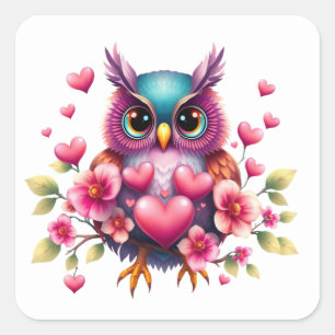 Stickers Chouette Romantique