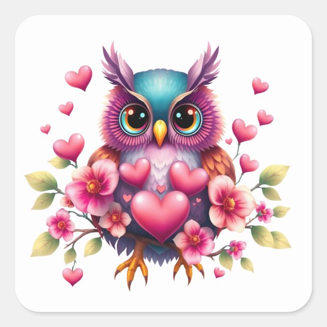 Stickers Chouette Romantique (Devant)